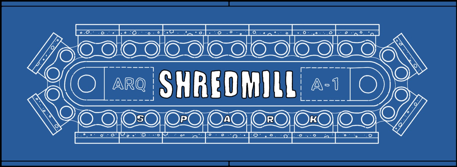 Blue illustration of the Shredmill mechanism