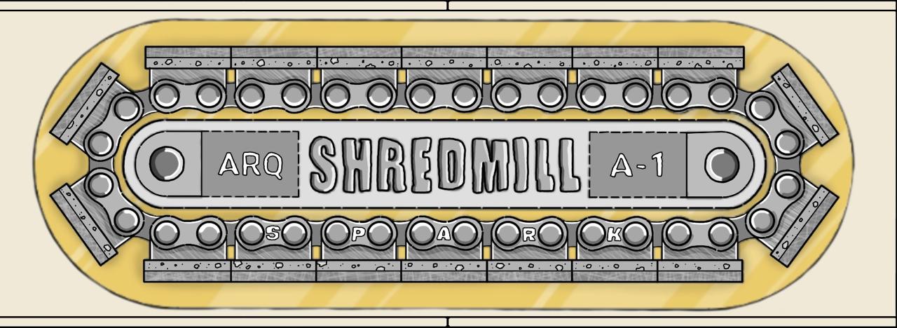 Original technical illustration of Shredmill’s continuous track system